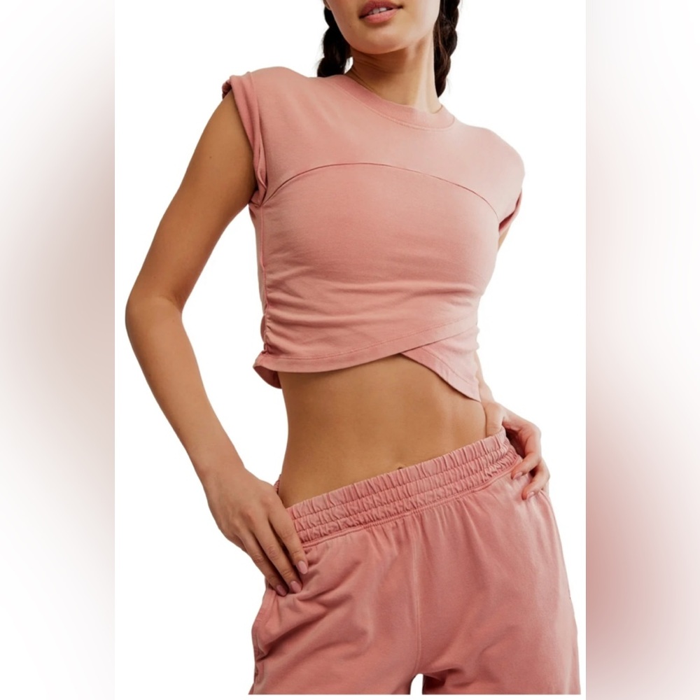 💫FP Movement by Free People Hot Shot Crossover Crop Top, Small, NWT, Petal